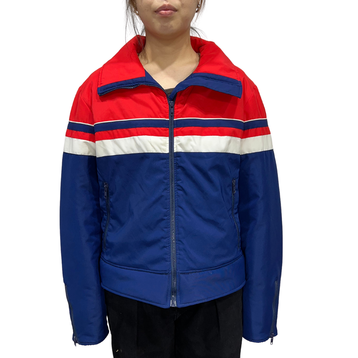 Vintage Topher Stretch Red and Blue Nylon Ski Jacket