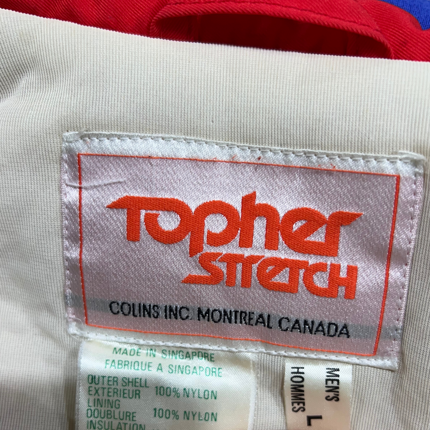 Vintage Topher Stretch Red and Blue Nylon Ski Jacket