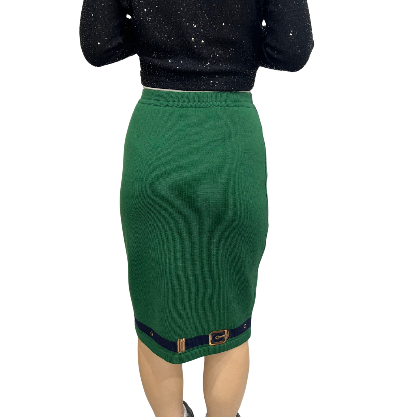 Vera da Pozzo Vintage Green Knit Pencil Skirt